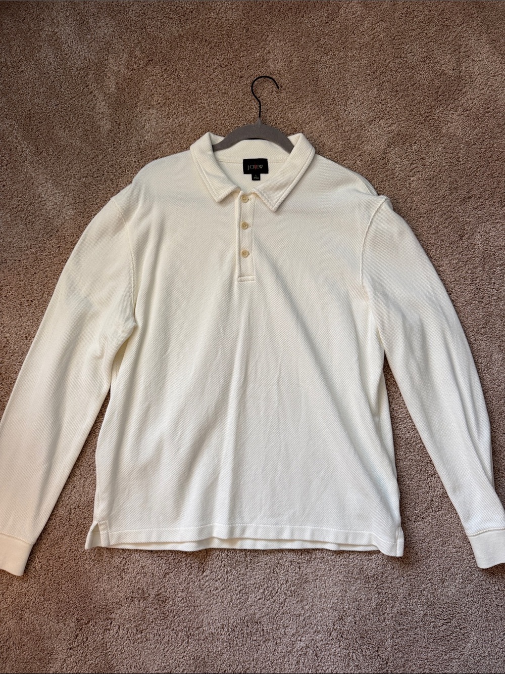 J. Crew Men's Long-Sleeve Polo — Cream